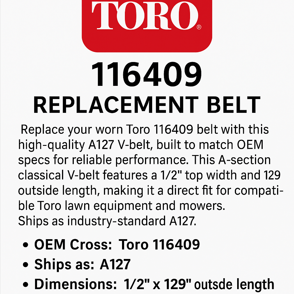 Toro 116409 Replacement Belt